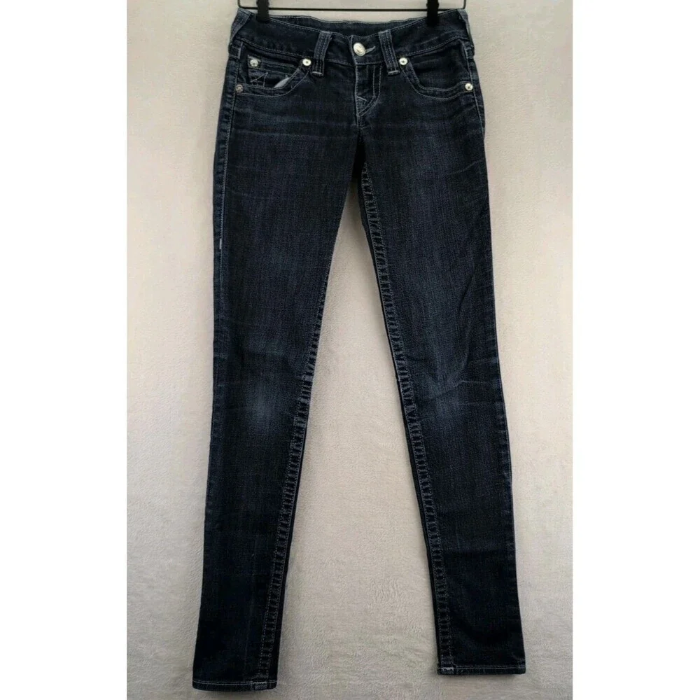 True Religion World Tour Skinny Jeans Womens 26 Blue Mid Rise Stretch Denim